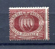 1892.SAN MARINO.YVERT 15*.NUEVO CON FIJASELLOS.(MH).CATALOGO 160€ - Ungebraucht