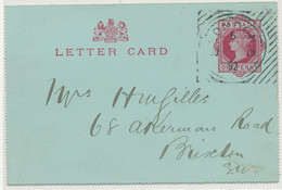 GB 1892 EXPERIMENTAL HOSTER MACHINE POSTMARK (LONDON Double Rim, 18 Bars (M) – CBP 10/21) On Superb QV 1d Carmine Postal - Brieven En Documenten