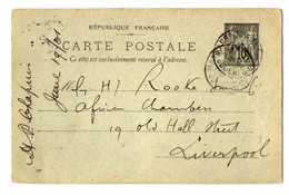 TB 3895 - 1901 - Entier Postal - Mr CHAPUIS à MARSEILLE Pour LIVERPOOL - Standaardpostkaarten En TSC (Voor 1995)