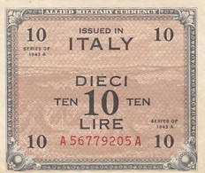 Italy #M19a, 10 Lire 1944 Banknote - Allied Occupation WWII