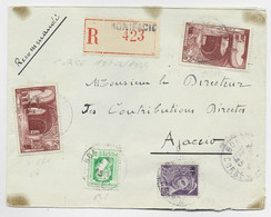 FRANCE N° 636+ 659+661X2 LETTRE REC BONIFACIO CORSE 12.3.1945 AU TARIF RARE - 1944 Coq Et Marianne D'Alger