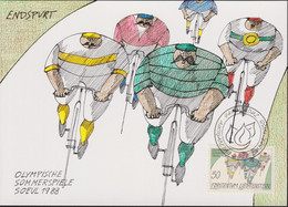 1988 Liechtenstein MC 83 Mi: LI 949°, Y&T: LI 890°, ZNr. LI 890°, Olympische Sommerspiele Seoul, Radfahrer Endspurt - Altri & Non Classificati