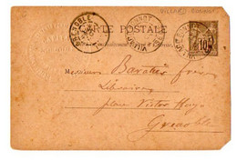 TB 3900 - 1890 - Entier Postal - Société Anonyme Des Ciments PORTLAND à LANCEY / VILLARD BONNOTpour GRENOBLE - Cartes Postales Types Et TSC (avant 1995)