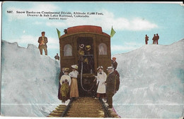 DENVER & Salt Lake Railroad Snow Banks On Continental Divide; Colorado "Moffat Road" N°8487 (angles Usés) - Denver