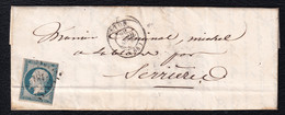 FRANCE 1858 - YT 10 Sur Lettre De Lyon à Serrières, Oblit. Petits Chiffres - 1852 Luigi-Napoleone