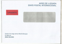 CC URGENTE AVISO LLEGADA ENVIO POSTAL INTERNACIONAL - Covers & Documents