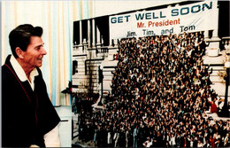 President Ronald Reagan Accepting Get Well Card Sent By The White House Staff - Presidents