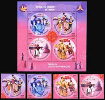 INDIA 2020 Salute To Pandemic / Covid-19 Warriors 4v SET + Miniature Sheet/SS MS MNH As Per Scan - Andere & Zonder Classificatie