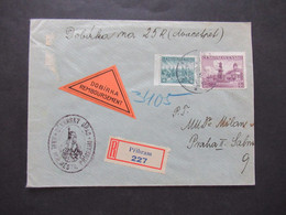 CSSR 27.9.1939 Protektorat Mitläufer Böhmen Und Mähren Einschreiben Dobirka Remboursement Pribram - Prag - Covers & Documents