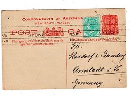 1912 ,1 P.postal Card Stationary, Add. Half P.,backside Printed !very Clear Machine -canc." SYNEY  " - Brieven En Documenten