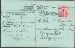 1p. Red, Cacnelled SYDNEY On PPC 1-02-1909 To Brussels (Belgium) + Hs. DEF.5/FINE 5/10 CENTIMES  - 20687 - Brieven En Documenten