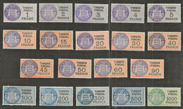 TIMBRES FISCAUX DE MONACO SERIE UNIFIEE DE 1949 COMPLETE 19 TIMBRES NEUFS  (**) Cote Y Et T 2022  566€; - Fiscaux