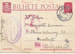 PM101/ Portugal Postal Stationery Canc. Queluz 1944 Via Lisboa/Lisbonne German Censorship > Belgium - Entiers Postaux