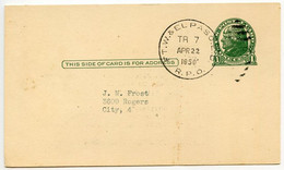 United States 1950 Scott UX27 Postal Card Fort Worth & El Paso ED RPO Railway Postmark; Panther City Philatelic Society - 1941-60