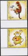 Aitutaki 2016 YO Singe Animaux Nouveau Année Salutations Lunaire Zodiac 2v Set - Other & Unclassified