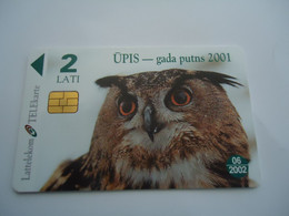 LATVIA  USED  CARDS  BIRDS  BIRDS  OWLS - Uilen