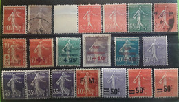 France Semeuse Lignée / Camee,19 Timbres Neufs **/*/o Dont Caisse D'amortissement, FM,CROIX ROUGE B / TTB Cote 92 Euros - Other & Unclassified