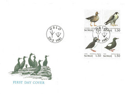 Norway 1981 Birds, Goose, Falcon, Puffin,  Black Guillemot ,   MI 827-830 FDC - Lettres & Documents