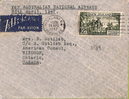 Ac6685 - NEW ZEALAND - POSTAL HISTORY - First Flight COVER To CANADA 1947 Mu# 174 - Lettres & Documents