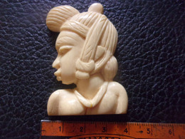 ️  ANCIEN IVOIRE AFRICAIN BUSTE FEMME AFRICAINE 5.5/3.5CM - Afrikanische Kunst