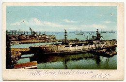United States 1906 Postcard Shipyards And Harbor - Newport News, Virginia; Fort Monroe & Richmond RPO Postmark - Newport News