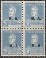 Argentina 1924 Sc OD32  Official Block MNH** - Service