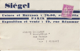 1934 - PAIX PERFORE (PERFIN) Sur CARTE PUB "SIEGEL" De PARIS - Brieven En Documenten