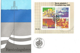 Norway 1985 Day Of The Stamp; Norwegian Working Life (I) - The Offshore Industry, Mi Bloc 5   FDC - Lettres & Documents