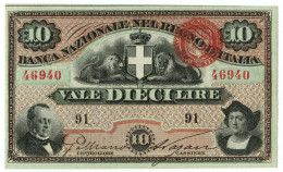 10 LIRE BANCA NAZIONALE NEL REGNO D'ITALIA ITALIA TURRITA 17/07/1872 FDS-/FDS - Otros & Sin Clasificación