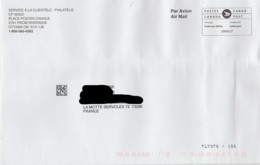 COVERS Post Canada Philatelic Bureau Mail Postes Postage Paid Port Payé One With QR Code Letter Post Postes Aux Lettres - Perfins