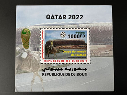 Djibouti Dschibuti 2022 Overprint Surchargé Gold Mi. Bl. 165 S/S Bloc FIFA World Cup Qatar Coupe Du Monde WM Football - 2022 – Qatar