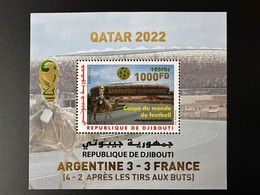 Djibouti Dschibuti 2022 Overprint Argentina Argentine Champion Mi. Bl. 165 FIFA World Cup Qatar Coupe Du Monde Football - 2022 – Qatar
