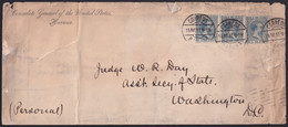1896-H-21 CUBA 1896 5c CONSULAR COVER US STATE TO US. TRIPLE PORTE. - Lettres & Documents