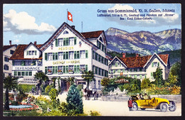 1922 Aus Gommiswald Gelaufene AK: Gasthof Und Pension Zur Krone In Gommiswald Mit Altem Auto Und Kutsche. - Gommiswald