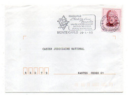 MONACO-1993-lettre De Monte-Carlo Pour Nantes-44 (France)..cachet Flamme "Monaco Story--Histoire D'une Dynastie (film) " - Brieven En Documenten