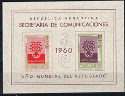 1960 Argentina, Anno Del Rifugiato Foglietto, Serie Completa Nuova (**) - Blocks & Sheetlets