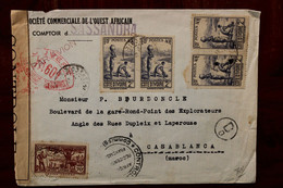 Côte D'Ivoire 1940's Sassandra France Pour Maroc Cover AOF Colonie Censure YA 601 Contrôle Postal D0 - Lettres & Documents