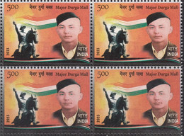 India 2023 Major Durga Mall, Gorkha Soldier, Indian National Army Block Of 4 Stamps MNH As Per Scan - Autres & Non Classés