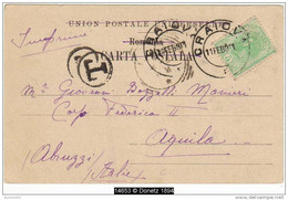 14653 TAXED POSTCARD (Sinaia Castelul Peles) From CRAIOVA 11 FEB 901 To Italy - Briefe U. Dokumente