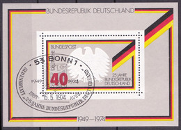 (807) BRD 1974 25 Jahre Bundesrepublik Deutschland O/used ESST (Block 10) (Blk-50) - 1959-1980