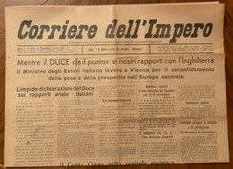 FASCISMO - CORRIERE DELL'MPERO - ORGANI FEDERAZIONE FASCI DI COMBATTIMENTO - N.66 DEL 12/11/36 - IL DUCE FA IL PUNTO. - Erstauflagen