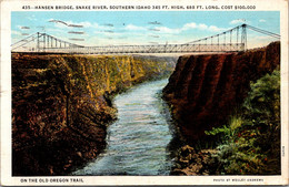 Idaho Hansen Bridge Over Snake River On The Old Oregon Trail 1940 Curteich - Other & Unclassified