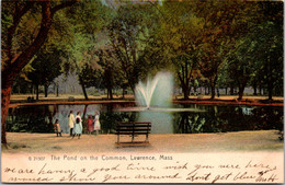 Massachusetts Lawrence The Pond On The Common 1907 Rotograph - Lawrence