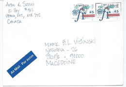 BIG COVER - Canada Letter Via Macedonia 1995,stamps Motive : 1995 The 25th Ann.of La Francophonie,map - Briefe U. Dokumente