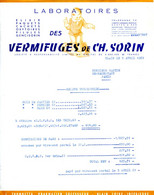 FACTURE.44.BLAIN.LABORATOIRES DES VERMIFUGES DE CH.SORIN.L.TROMBETTA PHARMACIEN SUCCESSEUR. - Chemist's (drugstore) & Perfumery