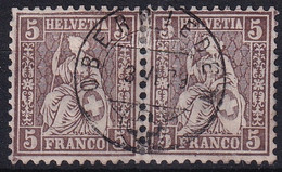 Zumstein 30 / Michel 22 - Sitzende Helvetia - Paar Mit Vollstempel OBERRIEDEN - Used Stamps