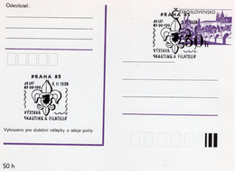 Correspondence Card Occasional Promotional Postage Stamp - Scouting And Philately Exhibition - Prague 85 - Prague 1 - Usati