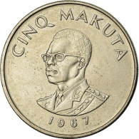 Monnaie, CONGO, DEMOCRATIC REPUBLIC, 5 Makuta, 1967, TTB, Copper-nickel, KM:9 - Congo (República Democrática 1964-70)
