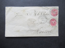 AD Preußen 1865 Ganzsachen Umschlag 1 Silbergroschen Mit Zusatzfrankatur Stempel K2 Greifswald Nach Rostock Gesendet - Interi Postali