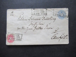 AD Preußen 1866 Ganzsachen Umschlag 2 Silbergroschen U 27 A Mit Zusatzfrankatur Stempel Ra3 Crossen An Der Oder - Enteros Postales